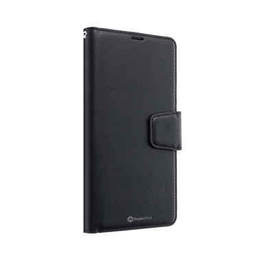 iPhone 15 Compatible Case Cover With PU Flip Leather Wallet - Black